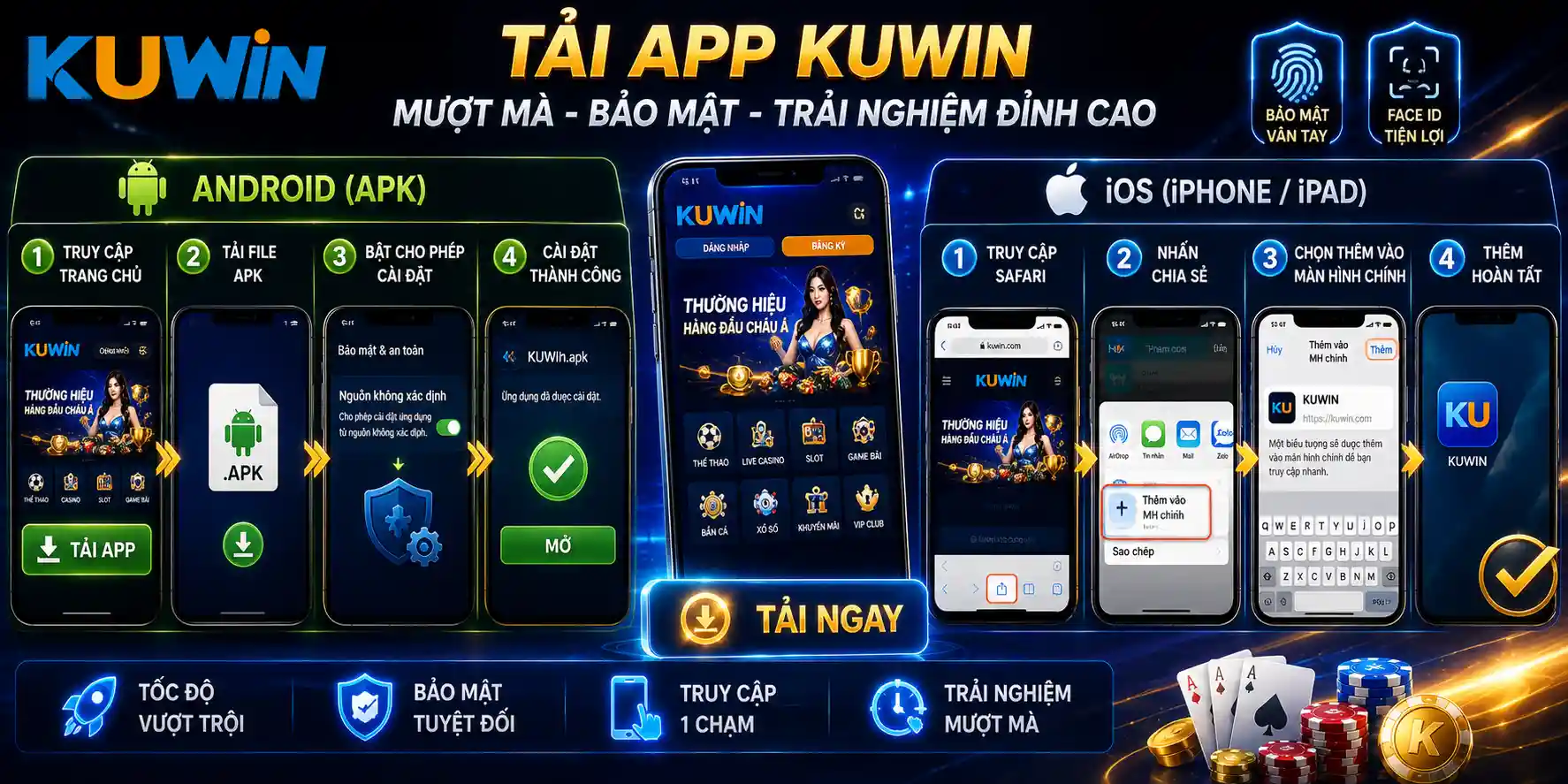 Hướng dẫn tải app KUWIN mượt mà trên iOS và Android