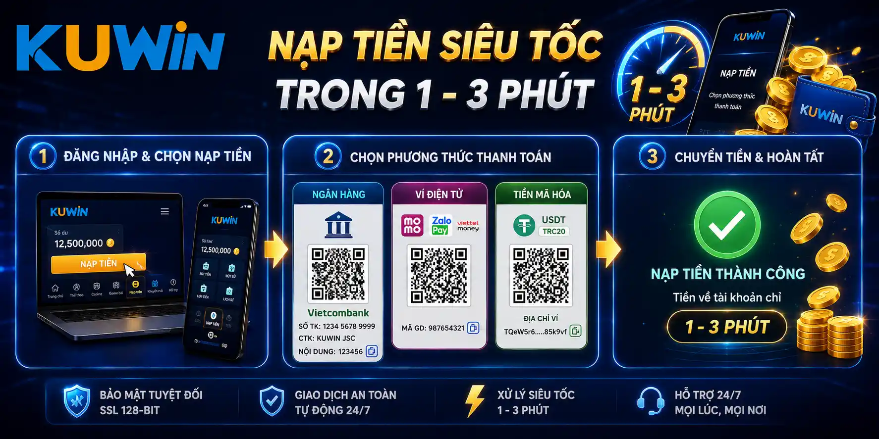 Chi tiết mẹo nạp tiền KUWIN siêu tốc trong 1 – 3 phút