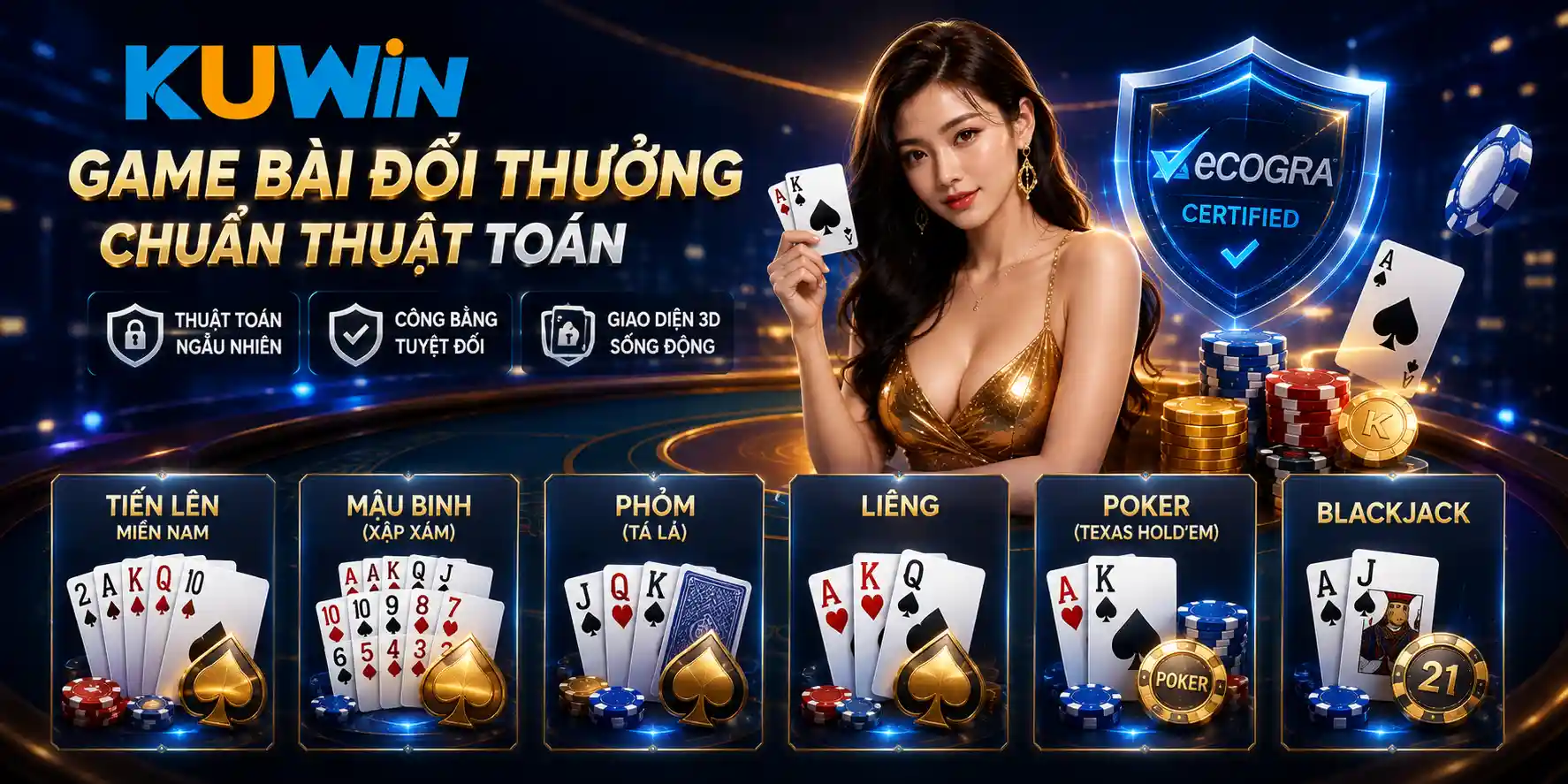 Game bài đổi thưởng: Mậu binh, Tiến lên, Poker chuẩn thuật toán